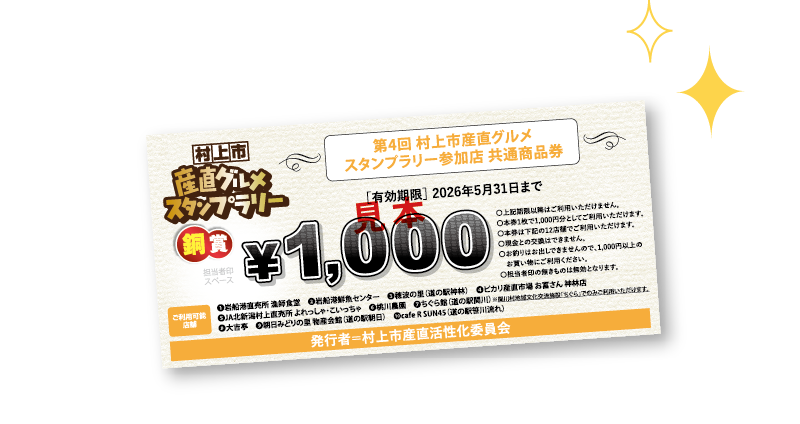 銅賞 参加店で使える商品券1,000円分
